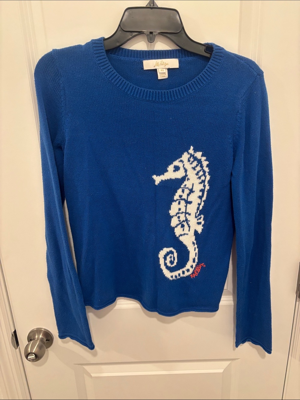 Lilly Pulitzer Royal Blue Seahorse Knit Sweater